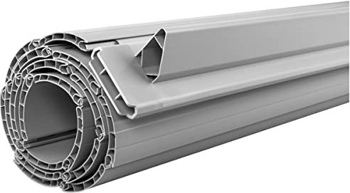 Schellenberg 20087 Rolladenpanzer Set PVC Maxi für 60 mm Stahlrohrwellen - 80 x 100 cm grau, in der Breite kürzbar, inkl. Rolladen Aufhängungen, Kunststoff Winkelendleiste