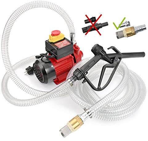 Dieselpumpe 600W 35l/min Heizölpumpe Ölabsaugpumpe mit Rückschlagventil, 4m Druckschlauch und Zapfpistole Kraftstoffpumpe Ölpumpe, Ein-und Aus-Schalter mit Sicherheitsvorrichtung SN3550