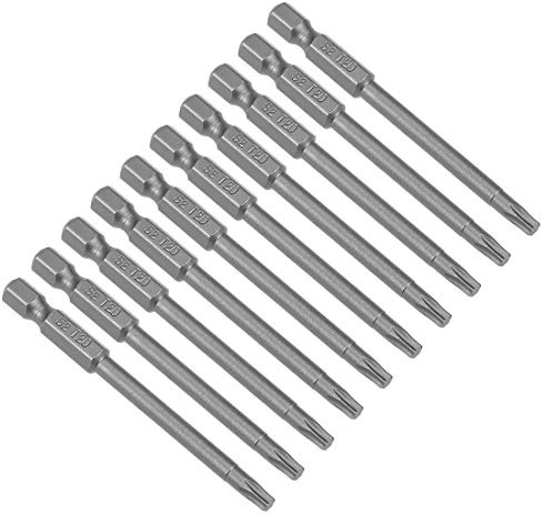 sourcing map 10pc Embout de Tournevis 75mm long Hex 1/4 T20 Torx Magnétique S2 alliage acier