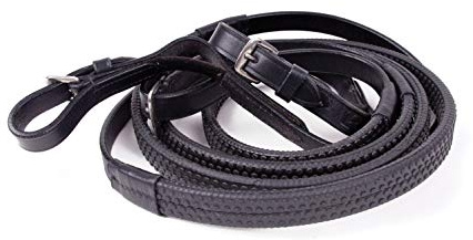 Rhinegold - Rênes Flexibles recouvertes de Caoutchouc, 0, Rênes, Noir, Taille Unique