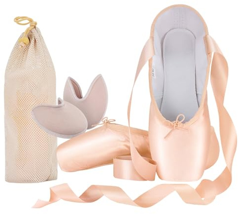 Professionelle Ballett Tanzschuhe für Erwachsene Damen und Kinder, Einschließlich Silikon Zehenpads und Stoffbeutel Rosa 40