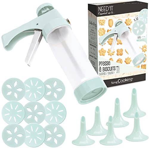 Need'it - Kit de máquina con 22 discos para galletas (set de accesorios para repostería y decoración de galletas y tartas secas