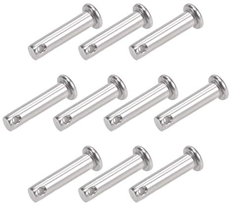 sourcing map 10 Stück Steckbolzen Einloch Splintstift Flachekopf Gabelkopfstifte Gelenkstift 6mm x 25mm aus Edelstahl 304