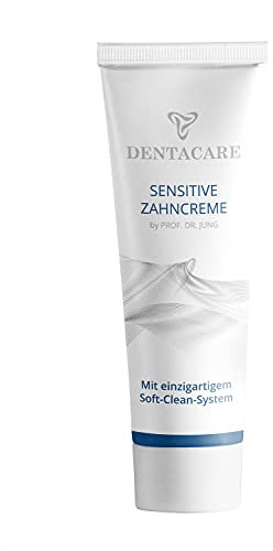 DENTACARE SENSITIVE DENTAL CREMA por PROF. DR. JUNG. Con el innovador SOFT-CLEAN-SYSTEM, las decoloraciones y los depósitos se eliminan de forma especialmente cuidadosa y profunda. (75ml)