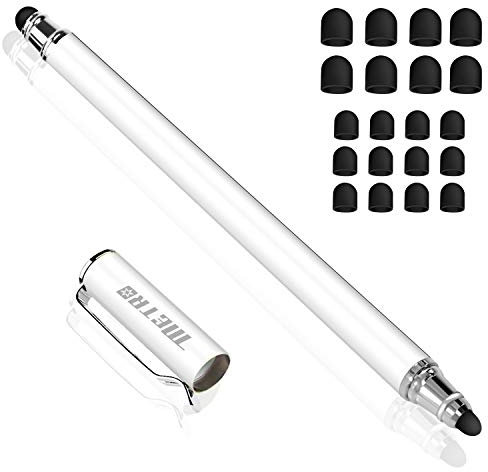 METRO Stylus Pen for Touch Screens Capacitive 2-in-1 Stylus Pencil with Extra 20PCS Tips for iPad/Pro, iPhone, Android Smartphones Tablets, Samsung Galaxy and All Touchscreen Devices, White