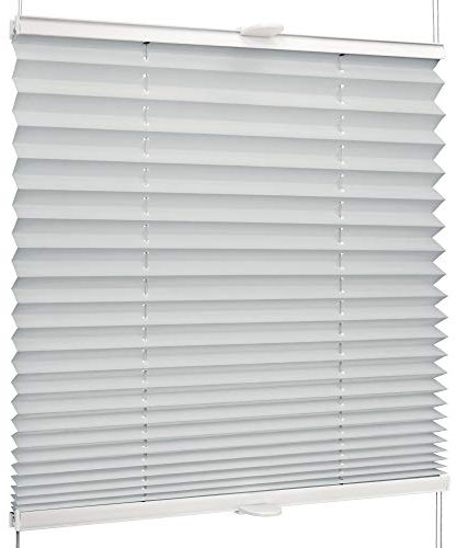 SchattenFreude Basic Klemmfix-Plissee für Fenster | Mit Klemm-Haltern | Ohne Bohren | Silber, Breite: 75cm x Höhe: 130cm