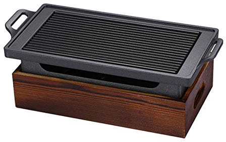 Barbecue Portable Korean BBQ Grill japonais Tabletop Cuisinière Barbecue portable Barbecue au charbon avec la base en bois à usage domestique non-bâton Outils de cuisine pour extérieur ou intérieur Ba