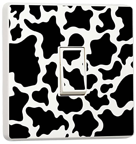 stika.co Juego de 2 adhesivos para interruptor de luz con estampado de vaca, cubierta de vinilo autoadhesiva, placa decorativa de interruptor con estampado animal para guardería, habitación de niños y