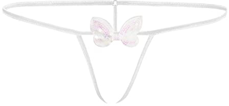 Sohimary 447 Femme 1 Mini String Ouvert Noeud-Papillon XS S M 34 36 38 40 Blanc