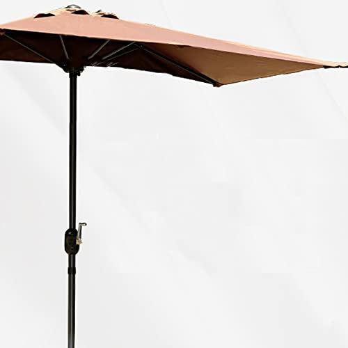 GALLIN Halbschirm Sonnenschirm Gartenschirm Neigbar Marktschirme Rechteckig Wandschirm 195 * 100cm Parasol Halb Balkonschirm, Kurbel (Color : Coffee)