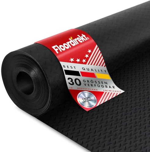 Floordirekt Gummiläufer Bodenmatte Gummimatte Tränenblech Stärke: 3 mm Antirutsch Matte (150 x 150 cm)
