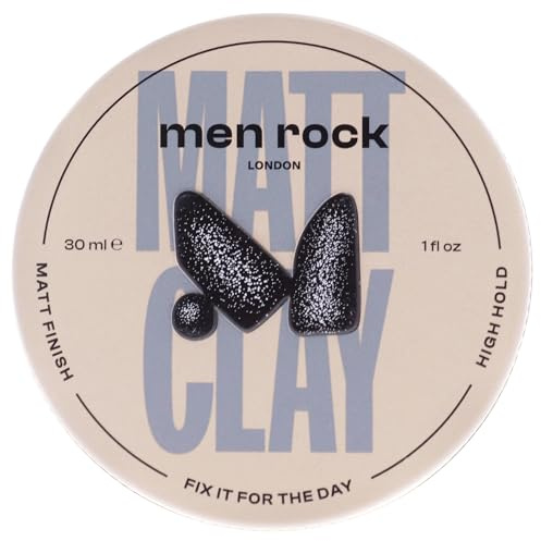 Men Rock Mattes Haar-Clay - Starker Halt, Mattes Finish, für Voluminöse Frisuren, mit Kakaobutter, Sonnenblumen- & Mandelöl, 30ml
