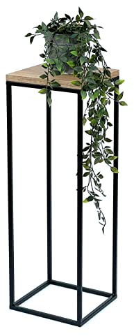 DanDiBo Blumenhocker Metall Holz Schwarz Eckig 70 cm Blumenständer Beistelltisch 96352 Blumensäule Modern Pflanzenständer Pflanzenhocker