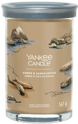 Yankee Candle Signature Duftkerze | große Tumbler-Kerze mit langer Brenndauer „Amber & Sandalwood“ | Soja-Wachs-Mix | Perfekte Geschenke für Frauen