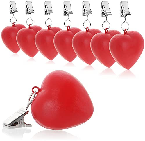 com-four® 8x Heart Tablecloth Weights - Red - Approx. 40g Each - Weatherproof - Clips Included