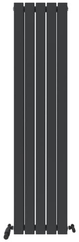 iBathUK Apex Wall Mounted Vertical Double Slim Flat Tall Panel Radiator, Steel Hydronic Central Heating, Modern 5 Columns Designer Radiator for Bathrooms in Matt Anthracite, 1600mm