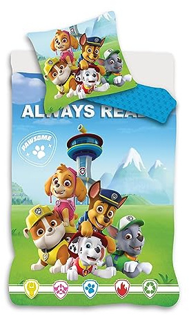 Paw Patrol Rosa Babybettwäsche 100x135 + Kissenbezug Rubble Stella | Wendbare Baby-Bettwäsche | Naturbaumwolle weich atmungsaktiv | Marshall Rocky Nickelodeon | Mädchen 0-3 | Maschinenwaschbar