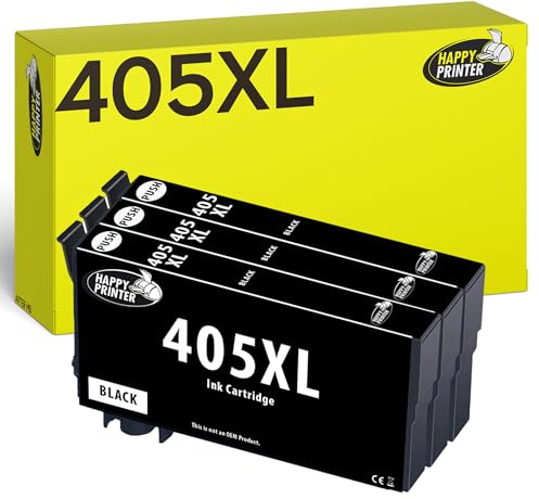 Happy Printer XL Tintenpatronen kompatibel mit Epson 405 405XL Schwarz passend für Workforce EC-C7000 WF-3800 WF-3820 WF-3825 WF-3830 WF-4800 WF-4820 WF-4825 WF-4830 WF-7800 (3 Druckerpatronen)