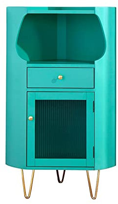 MOOWI Weinschrank Weinschrank aus Holz mit Glastür und Schublade, moderner dreieckiger Weinschrank mit Aufbewahrung, perfekt for Wohnzimmer, Esszimmer, Küche und Bar Barschrank (Color : Green)
