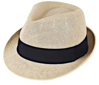 HONCO DIRECT Summer Panama Straw Fedora Hats for Men Women Trilby Hat Foldable Roll Up Short Brim Panama Beach Hat (US, Alpha, One Size, Beige)