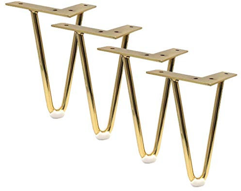RXNHGJDS Tischbeine, Tischbein-Set, 4-Teiliges Möbelbein, Haarnadel-Tischbeine, Austauschbare Tischschrankbeine Für Schrankbeine, Sofabeine, Teetisch, Nachttisch, Couchtischfüße/Gold/20 cm