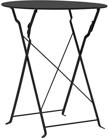 KTHLBRH 3-TLG. Bistro-Set Stahl Schwarz Terrassenmöbel-Sets Outdoor-Möbel-Sets Gartenmöbel-Sets für Gärten, Terrassen und Balkone