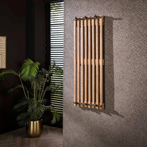 RINGO-Living Wandgarderobe aus Massivholz - Ethno Kleidergarderobe mit 6 Haken - Schmale Kleider Garderobe für den Flur aus Mangoholz - Rustikale Flurgarderobe für für Jacken, Mäntel & Schals