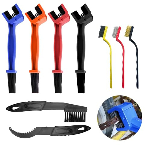 GOTFUN 9 piezas de cepillo de limpieza de cadenas, juego de limpiador de cadenas de motocicleta, cepillo limpiador de cadenas, herramienta de limpieza de bicicletas, engranajes de engranajes