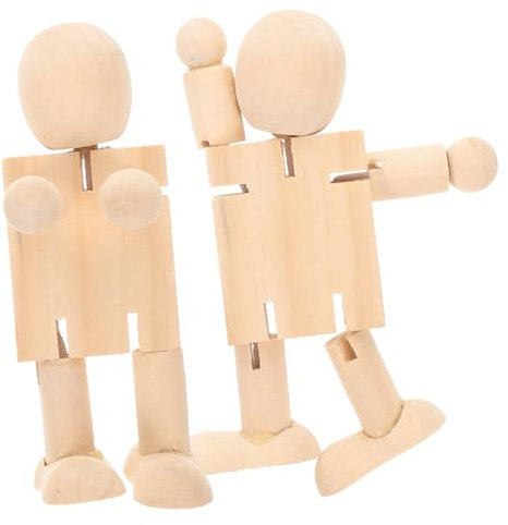 STOBOK 2stücke Teiliges Diy Holzpuppen Hochwertigem Naturholz Bemalbare Holzfiguren Mit Beweglichen Gelenken Kreatives Bastelspielzeug Und Schreibtischdekoration Für Junge Mädchen Und Erw