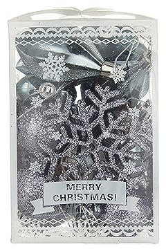 Deko-Sale Weihnachtskugel-Set, 6 cm, bemalt, spezielle Form, Puder, Schneeflocken-Box, Weihnachtszubehör für Weihnachtsbaum, Party, Zuhause, Büro