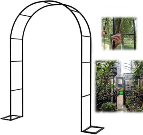 Arche de jardin en métal de 1,4 m de large, résistante aux intempéries, cadre d'arche de mariage robuste pour entrée de jardin et décoration noir, 1,4 m x 2,3 m de hauteur