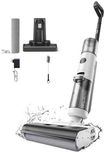 JONR Aspirapolvere a batteria, umido e asciutto, ED12, senza fili, funzione autopulente, aspirapolvere bagnato 30 minuti, autonomia, spazzola per la pulizia dei bordi per pavimenti duri, peli di