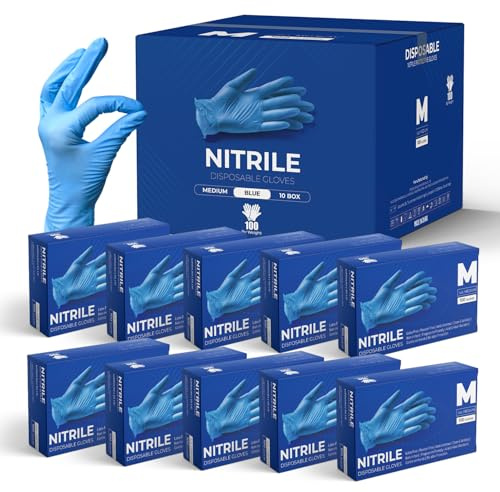 eatasty 1000 Pacchetto Guanti Monouso Nitrile blu, Senza Polvere e Senza Lattice Guanti monouso, Ambidestri, Non Sterili, Adatti per Ambiti Medici, Manipolazione degli Alimenti - multiuso