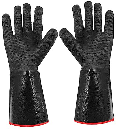 HOMSFOU Fire-resistant Bbq Gloves Heat Resistant Grill Cooking Gloves High Temperature Resistant 14-inch Thin