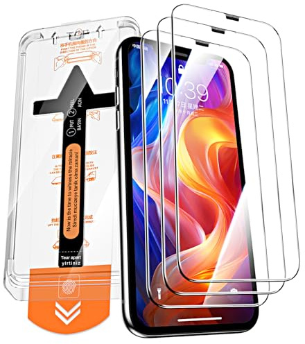 QUESPLE 3 Pezzi Pellicola Protettiva in Vetro Temperato per iPhone 11/XR 6,1 Pollici, [Installazione Automatica dell'Allineamento] Un Tocco Installa Vetro Completa Flim a Copertura Totale, Durezza 9H