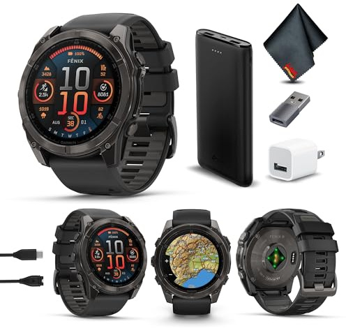 Garmin Fenix 8 Sapphire GPS Smartwatch AMOLED 51 mm (gris carbón) | Para correr, entrenar y salud, hombres y mujeres, GPS multideporte, linterna integrada