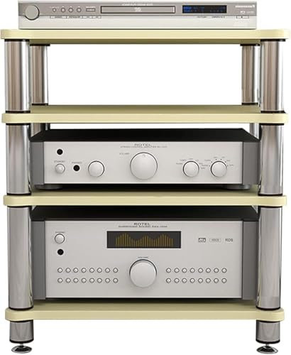Support audio – Armoire à cadre ouvert à 4 niveaux pour serveurs et équipements audio, racks HiFi et supports, idéal pour le home cinéma et l'équipement audio