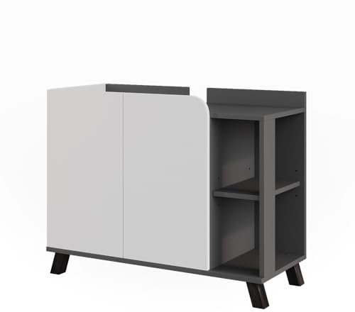 Vicco Meuble Vasque Simple Karen, Anthracite/Blanc, 80x65cm avec 2 Portes