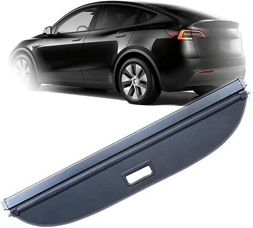 ZWBC Frachtabdeckung für Tesla Model Y 2020 2021, Hintere Kofferraum Hutablage Einziehbarer Abdeckung Hutablage PrivatsphäRe Vorhang Zubehör