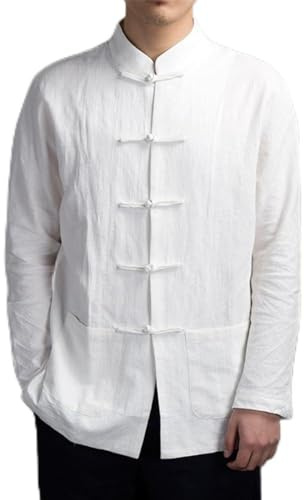 ZAMETTER Stylish Chinese Kung Fu Jacket for Men Comfortable Tang Suit Uniform for All Occasions (4XL White)