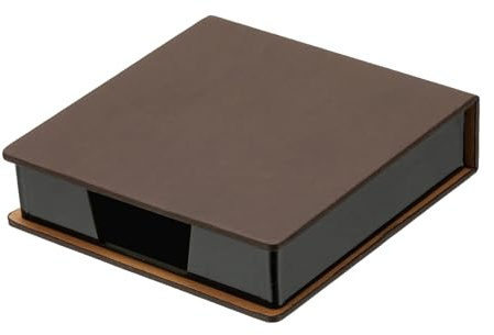 PATIKIL Leder Notizzettel Box mit Klappdeckel 10,5 x 10,5cm Klebezettelspender Visitenkartenhalter Memoblock Organizer Für Schreibtisch Zuhause Büro Bücher Notizbuch Kaffee