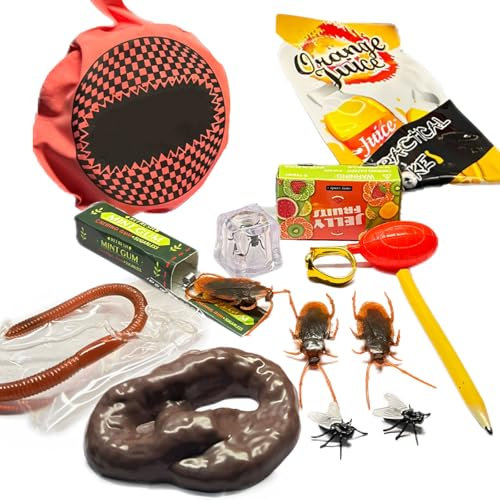 MXYZQDE Lot de 14 articles de farce, farces amusantes pour les fêtes, la famille et les amis, article réaliste pour le poisson d'avril et les soirées de jeux