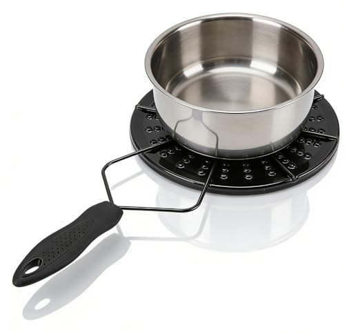 Diffuseur de chaleur, garde de flamme de réducteur avec poignée anti-scolaire en fonte à mijotage de poêle à gaz à la plaque à gaz pour poêle à feu ouvert