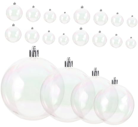 POPETPOP 40 Stück Teiliges Transparente Befüllbare Weihnachtskugeln aus Kunststoff Irisierende Christbaum Anhänger in Langlebige Dekoration für Weihnachten Hochzeit Geburtstag DIY Basteln