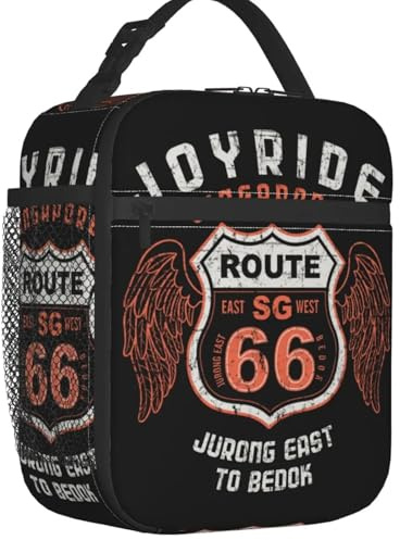 TFDGDGH Grunge HistoricInsulated Lunch Bags Mother Road America Highway Resuable Cooler Thermal Bento Box Outdoor Camp Travel