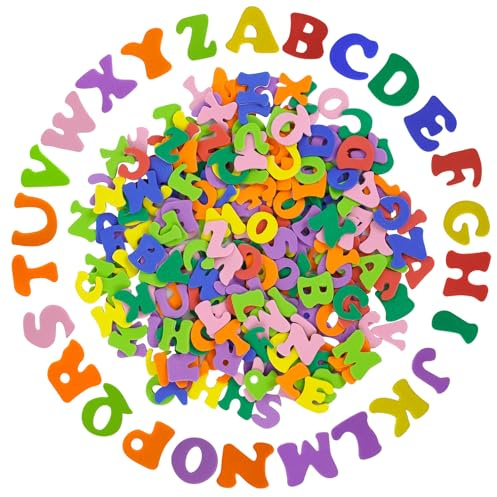 KNJOMZIE 520 Stück Moosgummi Buchstaben Selbstklebend, Bunte Alphabet Sticker, Schaumstoff Aufkleber Filzbuchstaben für Kinder, Schule, Scrapbooking, Kinder Basteln, Schultüte & Lernspiele
