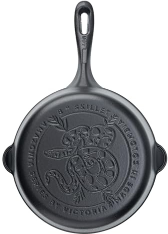 VICTORIA Sartén Hierro Fundido Curado Amazonía Anaconda Inducción 20cm | Apta para Fuego, Barbacoa, Horno, Vitrocerámica, Gas, Cast Iron sin PFOA