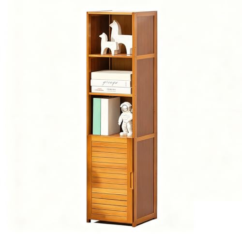JSLJJBD Libreria Scaffale in Bambù con Porte a Persiane Mobile Armadio Aperto Scaffale Salvaspazio con Ripiani Regolabili per Camera da Letto Studio Organizzatore p Tea Brown 30cm With Doors - 5-Tier