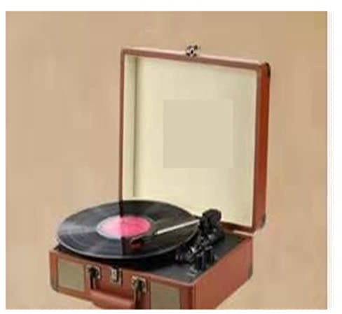 Fonografo vintage a grana di litchi in oro rosa Giradischi elettrico classico portatile Tipo di valigia Giradischi in vinile vintage(Brown)