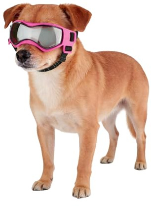 Schutzbrille für Hunde – UV-Schutz und für Welpen mit verstellbarem Gurt – Schutzbrille für kleine Hunde, für Motorradtouren, Wandern, Straßenreisen und Att